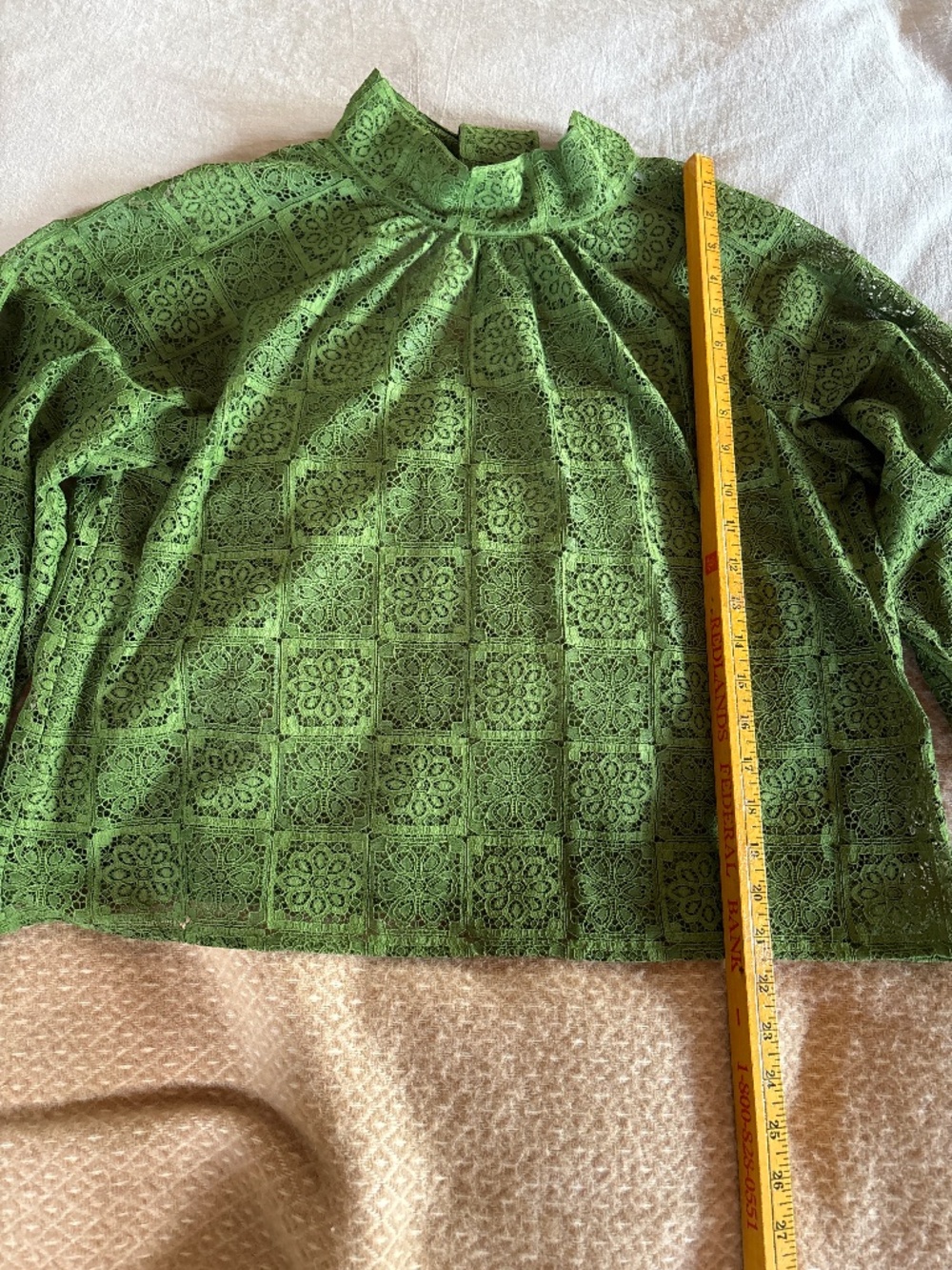 Lace high neck blouse vivid green